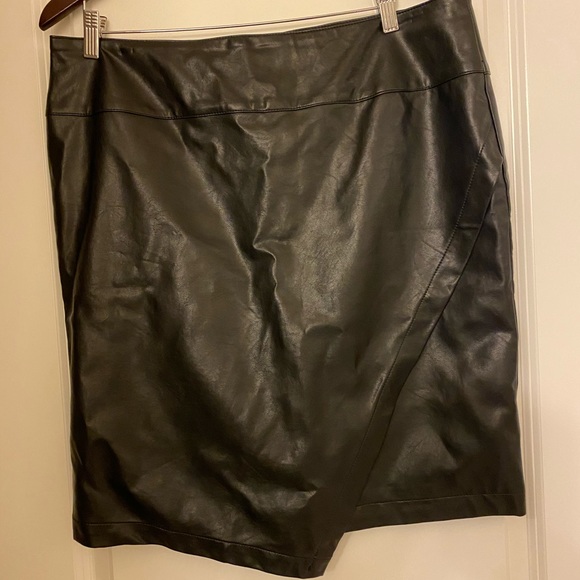 Ann Taylor Dresses & Skirts - Asymmetric Faux Leather Wrap Skirt